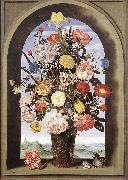 BOSSCHAERT, Ambrosius the Elder, Bouquet in an Arched Window  yuyt